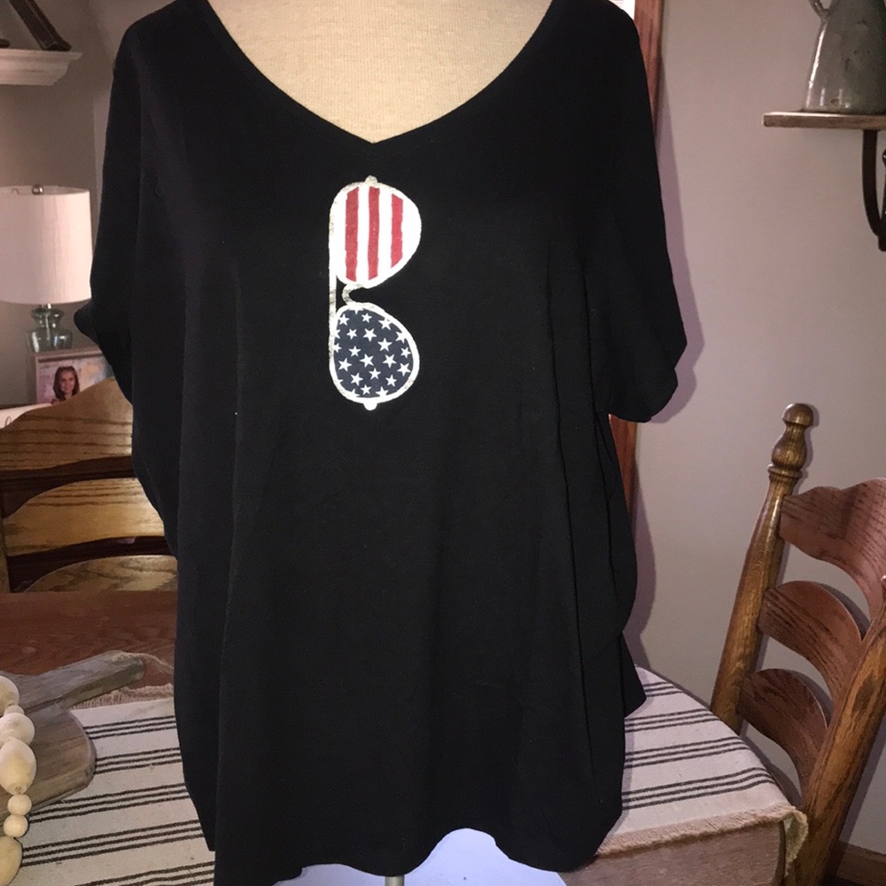 Americana detailed black short sleeve t-shirt